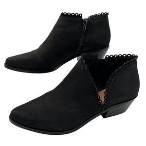 Costa Combo Nameria NEW Women 8M Black Leather Bootie Ankle Scalloped Cutout Zip
